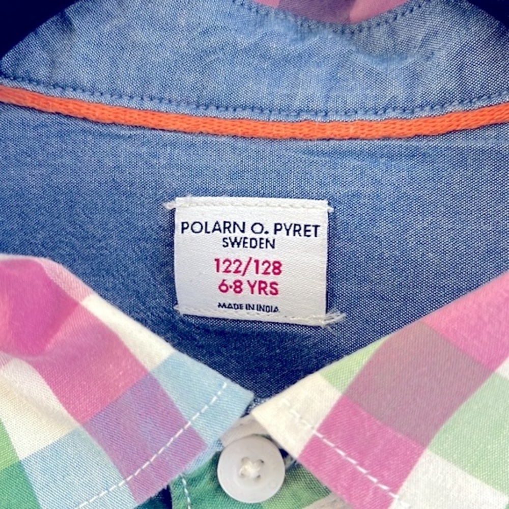 Polarn O. Pyret Boy's Plaid Button Down Shirt  6-8 years - Picture 5 of 8